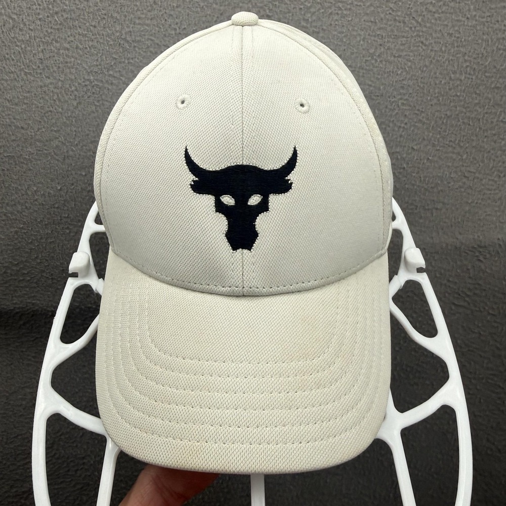 Under Armour Hat Cap Strap Back White Bull Mens One Size Blood Sweat Respect